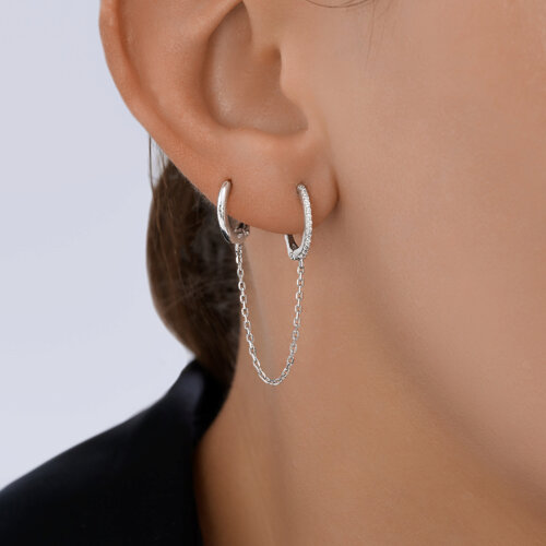 Серьга из серебра с фианитами из серебро — вид 3