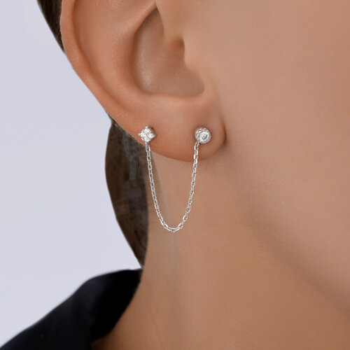 Серьга из серебра с фианитами из серебро — вид 3