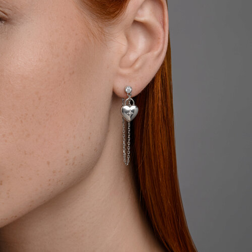 Серьга из серебра с фианитами из серебро — вид 4