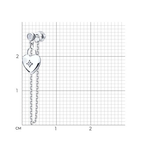Серьга из серебра с фианитами из серебро — вид 5