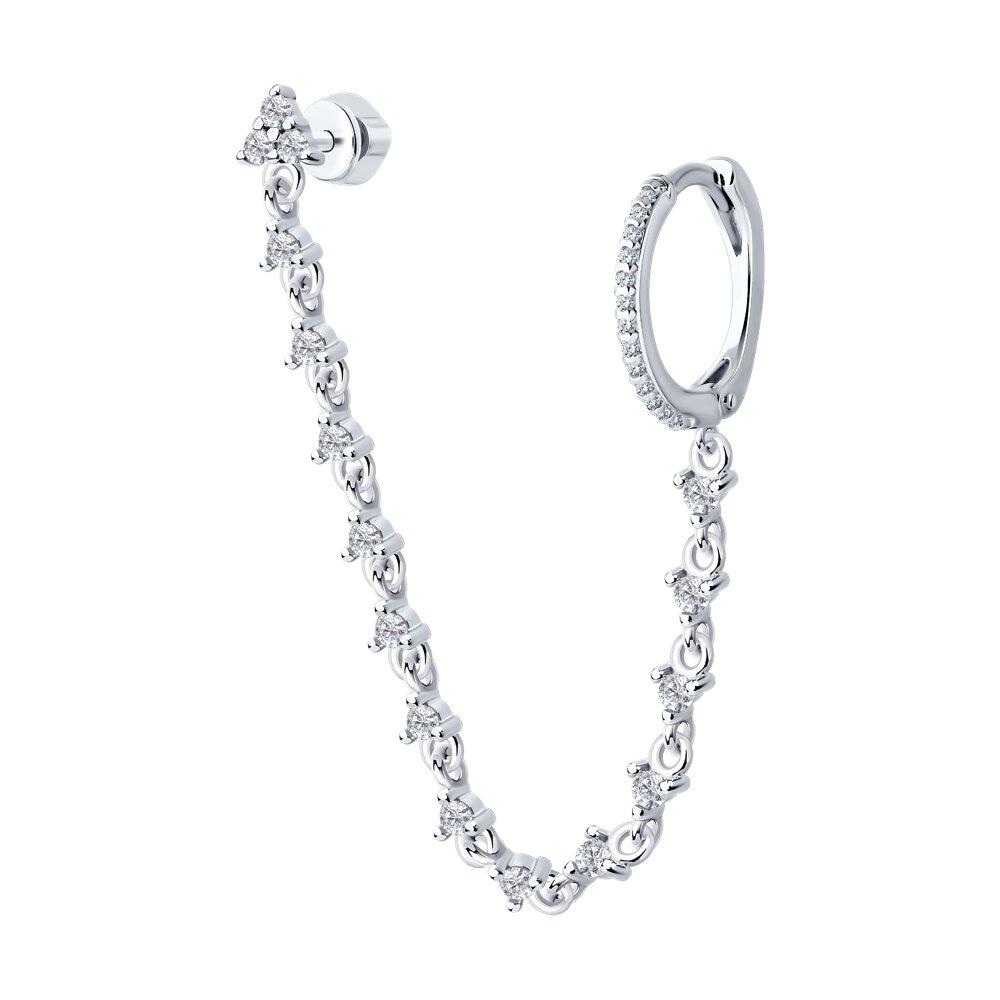 Серьга из серебра с фианитами - видео на модели