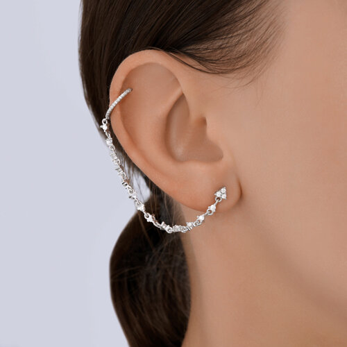 Серьга из серебра с фианитами из серебро — вид 4