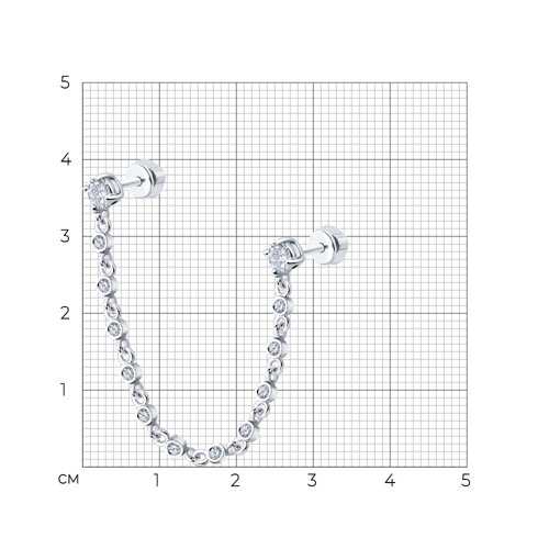Серьга из серебра с фианитами из серебро — вид 4