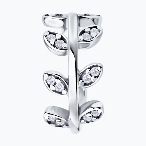 Серьга из серебра с фианитами из серебро — вид 2