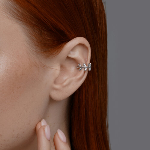 Серьга из серебра с фианитами из серебро — вид 4