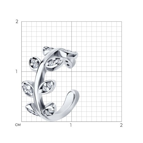 Серьга из серебра с фианитами из серебро — вид 5