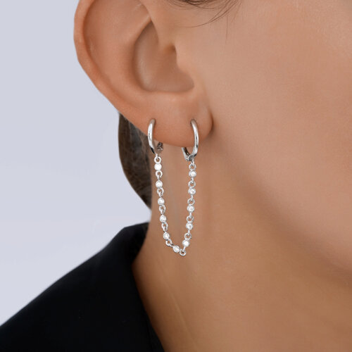 Серьга из серебра с фианитами из серебро — вид 3