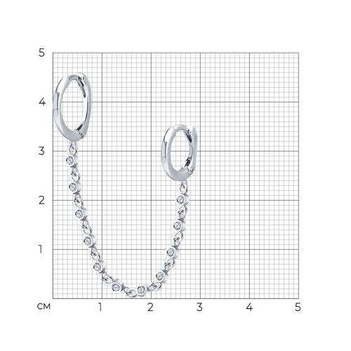 Серьга из серебра с фианитами из серебро — вид 4