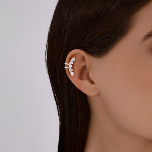 Серьга из серебра с фианитами из серебро — вид 4