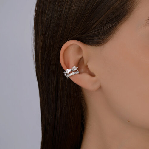 Серьга из серебра с фианитами из серебро — вид 3