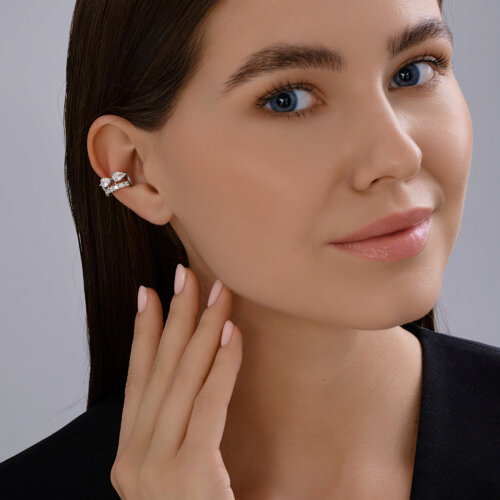 Серьга из серебра с фианитами из серебро — вид 4