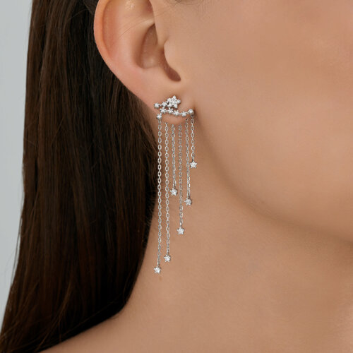 Серьга из серебра с фианитами из серебро — вид 4