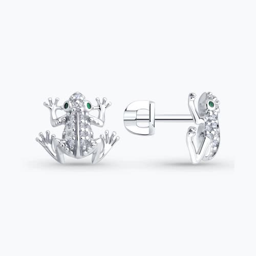 Серьга из серебра с фианитами - видео на модели