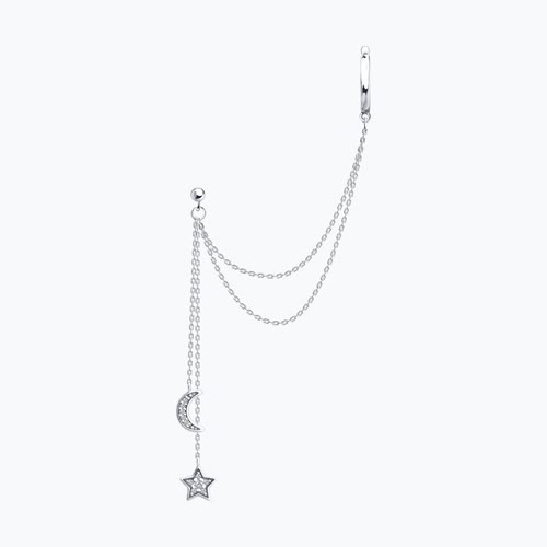 Серьга из серебра с фианитами из серебро — вид 2