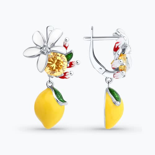 Серьга из серебра с фианитами - видео на модели