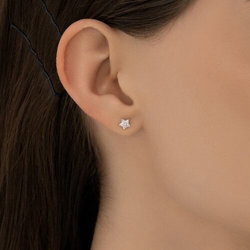 Серьга из серебра с фианитом из серебро — вид 4