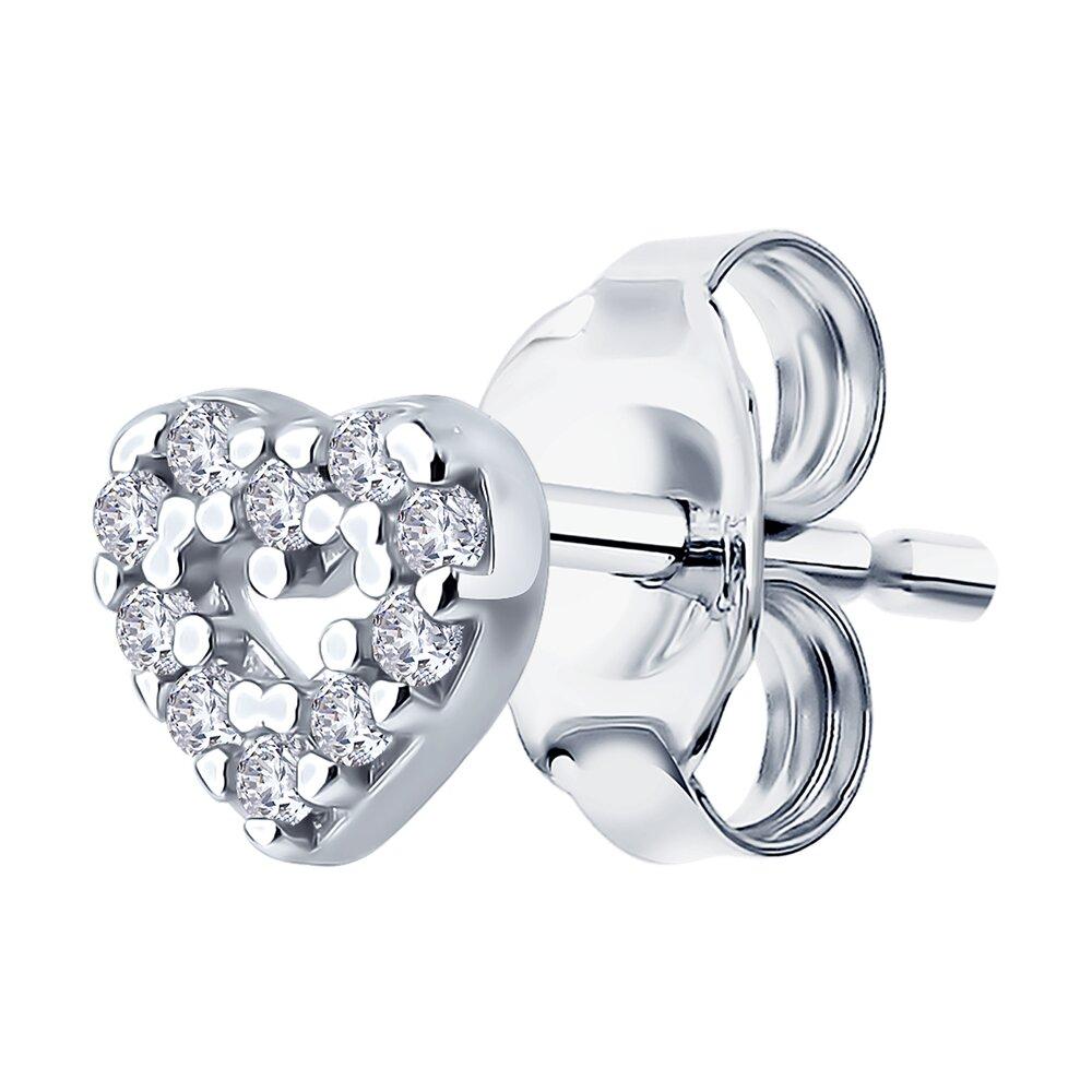 Серьга из серебра с фианитами - видео на модели