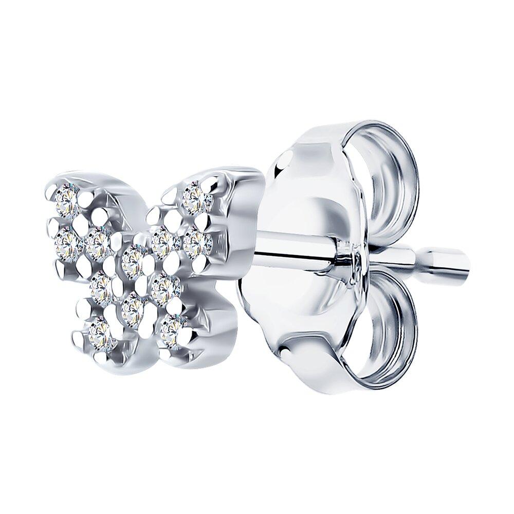 Серьга из серебра с фианитами - фото 1