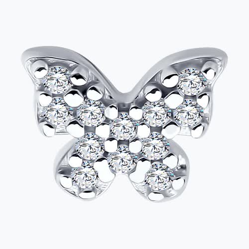 Серьга из серебра с фианитами из серебро — вид 2