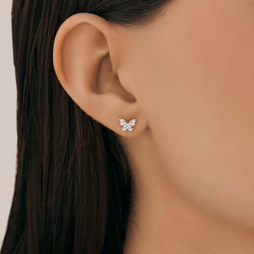 Серьга из серебра с фианитами из серебро — вид 4