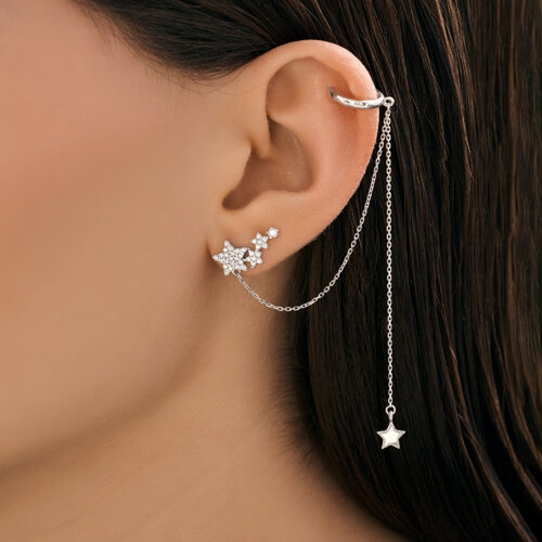 Серьга из серебра с фианитами из серебро — вид 3