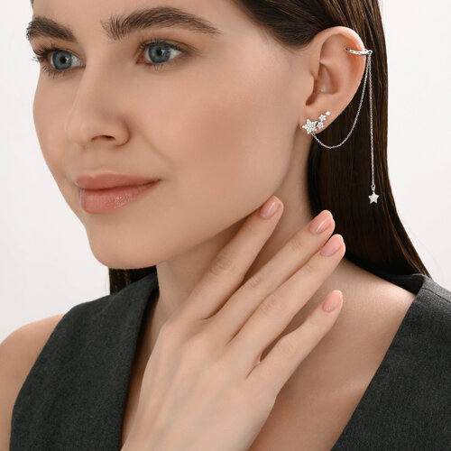 Серьга из серебра с фианитами из серебро — вид 4