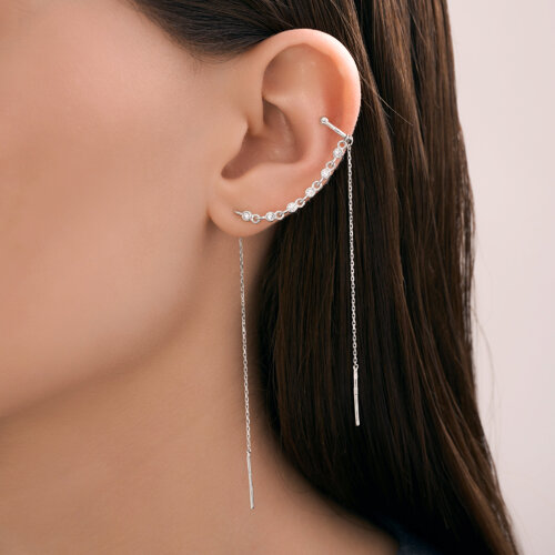 Серьга из серебра с фианитами из серебро — вид 3