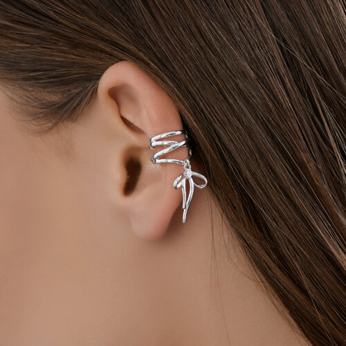 Серьга из серебра с фианитом из серебро — вид 3