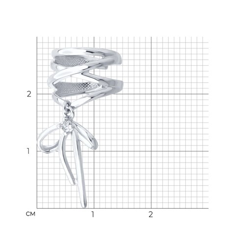 Серьга из серебра с фианитом из серебро — вид 5