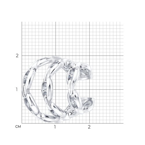 Серьга из серебра с фианитами из серебро — вид 6