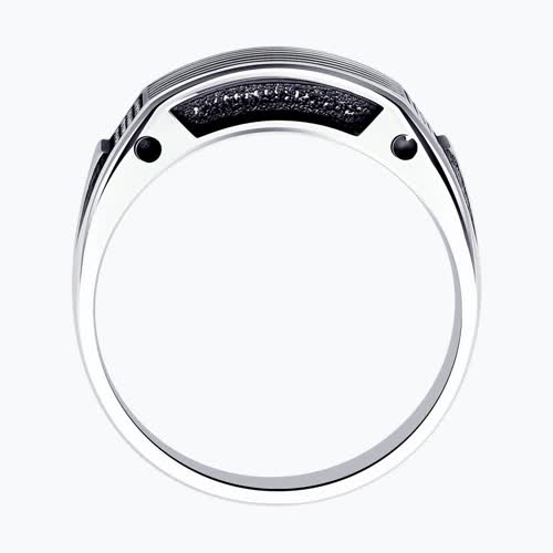 Кольцо из чернёного серебра с фианитами из серебро — вид 2