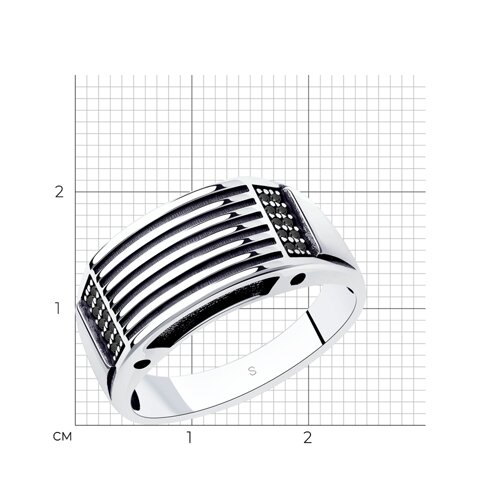 Кольцо из чернёного серебра с фианитами из серебро — вид 4