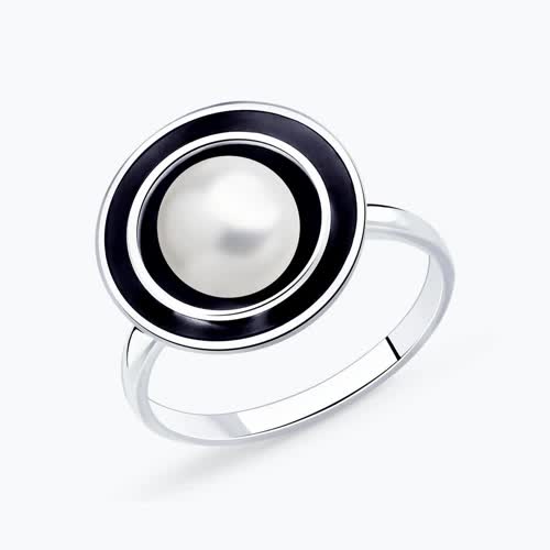 Кольцо из чернёного серебра с жемчугом из серебро