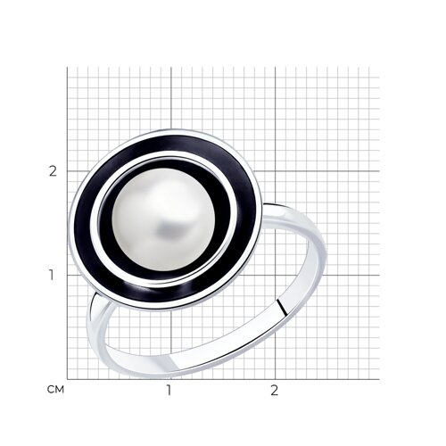 Кольцо из чернёного серебра с жемчугом из серебро — вид 2