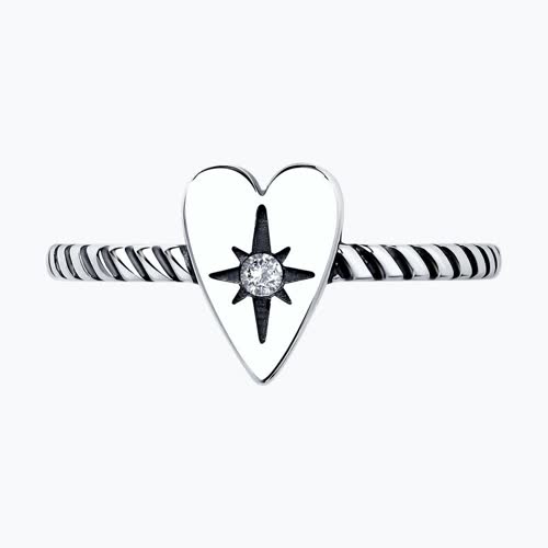 Кольцо из чернёного серебра с фианитом из серебро — вид 2