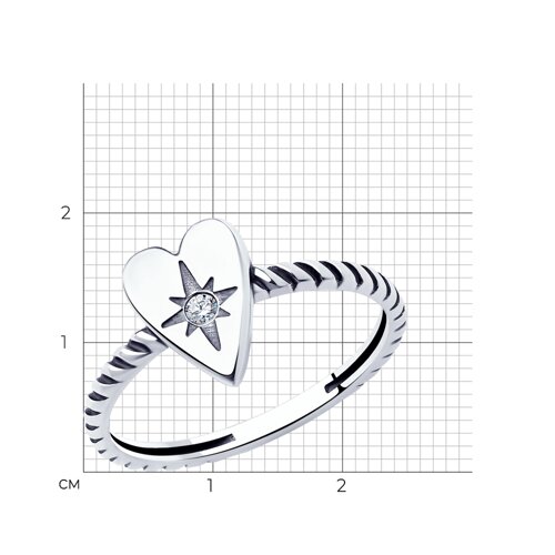 Кольцо из чернёного серебра с фианитом из серебро — вид 7