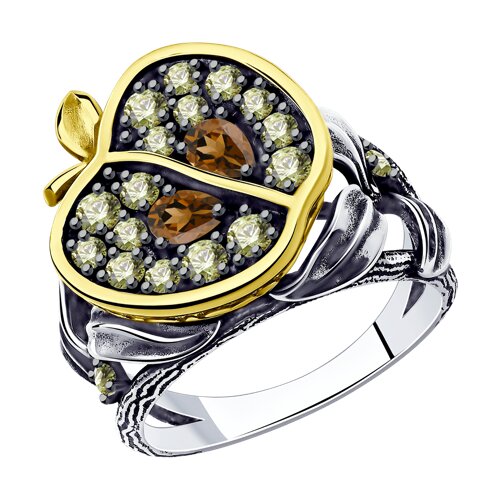 Кольцо из золочёного серебра с фианитами из серебро