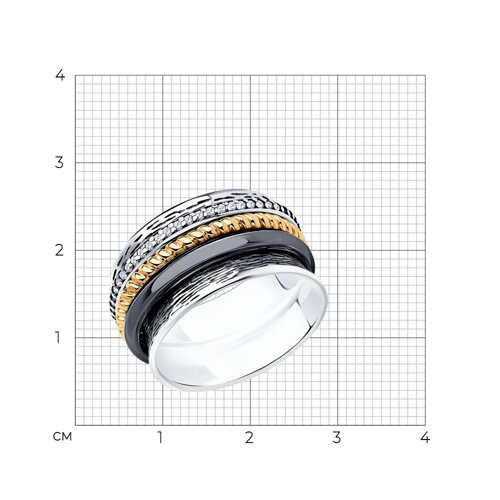 Кольцо из золочёного серебра с фианитами из серебро — вид 4