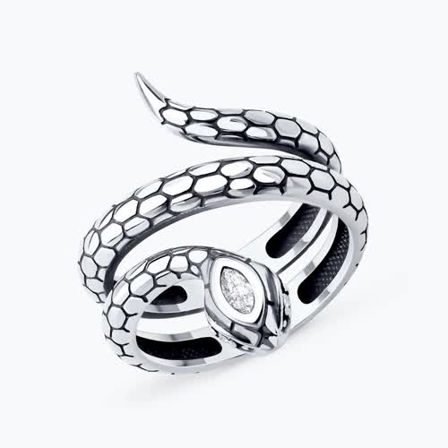 Кольцо из серебра с фианитами - видео на модели