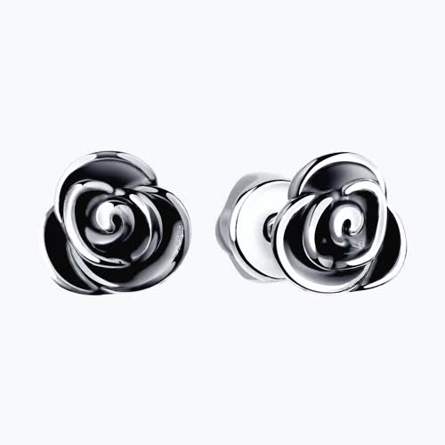 Серьги-пусеты из чернёного серебра из серебро — вид 2