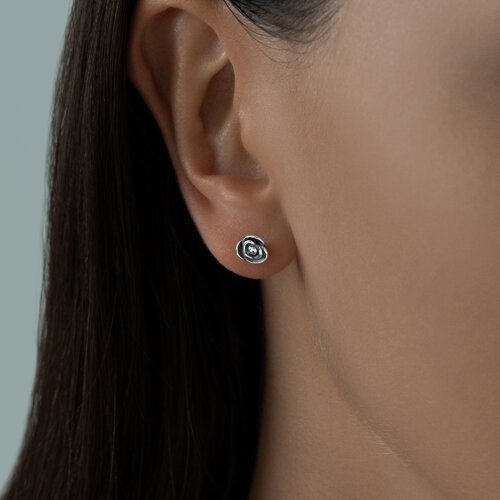 Серьги-пусеты из чернёного серебра из серебро — вид 5