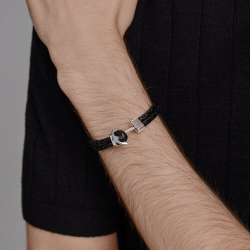 Браслет из серебра и кожи из серебро — вид 2