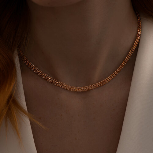 Цепь питон ручная вязка из золочёного серебра из серебро — вид 3