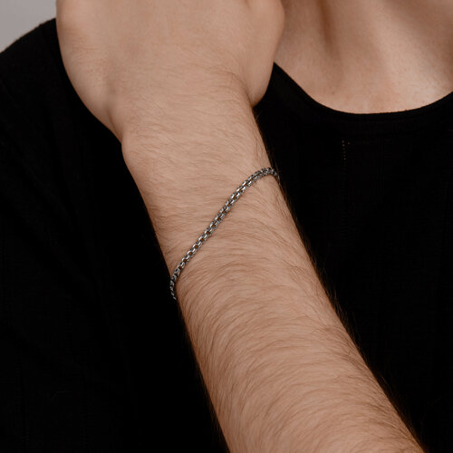 Браслет из чернёного серебра с алмазной гранью из серебро — вид 3