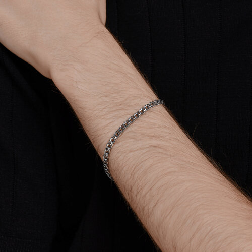 Браслет из чернёного серебра с алмазной гранью из серебро — вид 3