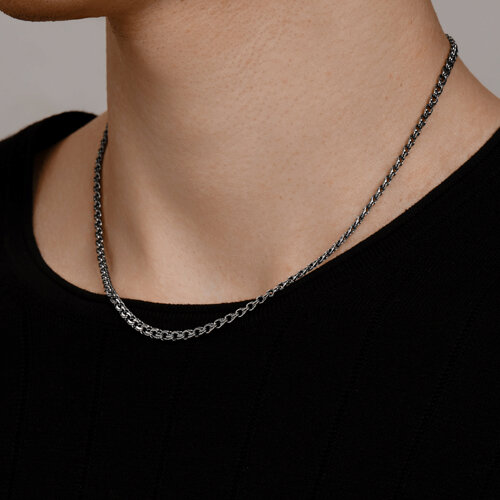 Цепь из чернёного серебра с алмазной гранью из серебро — вид 3