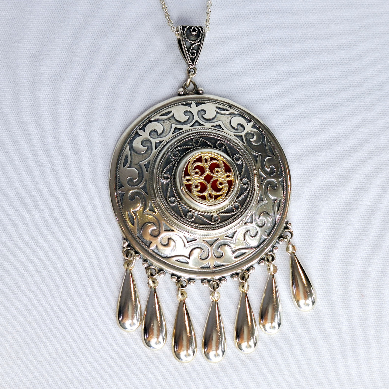 Серебряное колье 925 пробы с эмалью в национальном стиле, 925, 71 100 тг