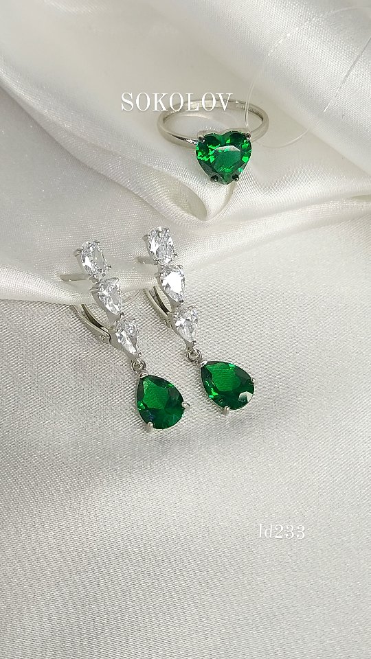 Серьги из серебра с фианитами