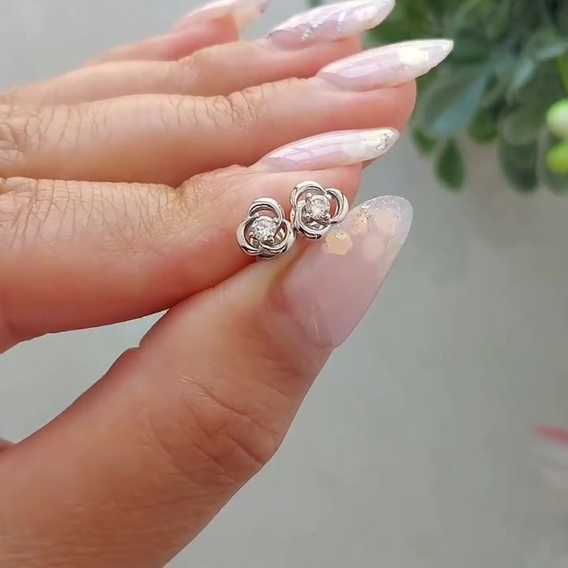 1195 Серьги с фианитом родированные серебро 925* - Instagram Reel 