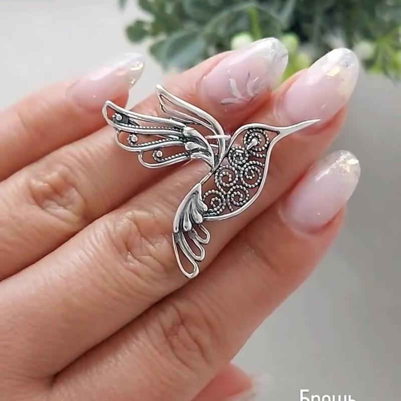Серебряная брошь Колибри 925 пробы с оксидированием - Instagram Reel 